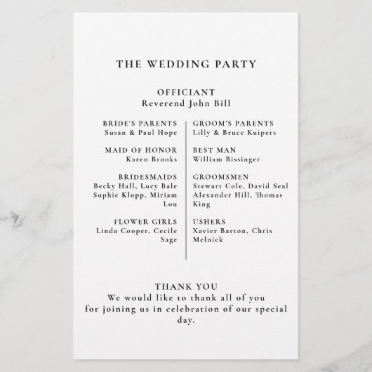 Fancy Classic Flowers Wedding-programma (Achterkant)