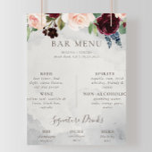 Fancy Classic Rose Pioen bloemen Trouw Bar Menu  Poster