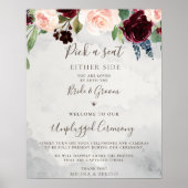 Fancy Classic Rozen Wedding Unplugged Ceremony Poster (Voorkant)