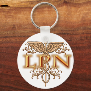 Fancy Copper Caduceus LPN Nurse Sleutelhanger