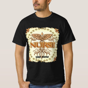 Fancy Copper Caduceus Nurse T-shirt