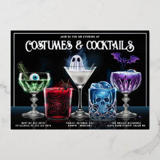 Fancy Costumes & Cocktails op maat gemaakte folie Uitnodiging