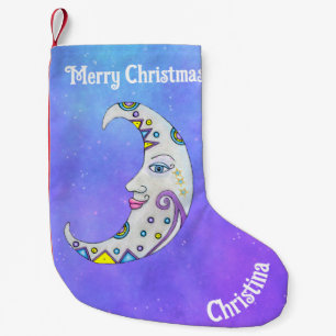 Fancy Crescent Moon Face Colorful Shapes Kleine Kerstsok