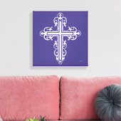 Fancy Cross Design No. 8 Paarse Canvas Afdruk (Insitu (Woonkamer))