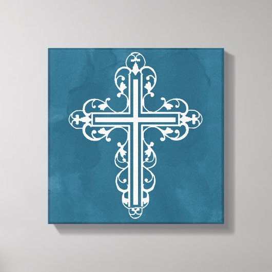 Fancy Cross Design Nr. 13 Blauw Canvas Afdruk (Voorkant)