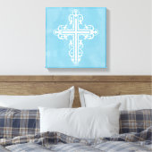 Fancy Cross Design Nr. 15 Blauw Canvas Afdruk (Insitu (Slaapkamer))