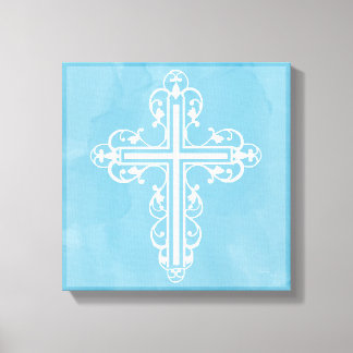 Fancy Cross Design Nr. 15 Blauw Canvas Afdruk