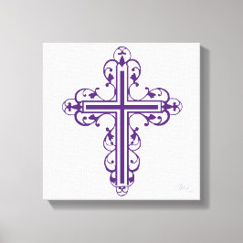 Fancy Cross Design Nr. 6 Paarse Canvas Afdruk