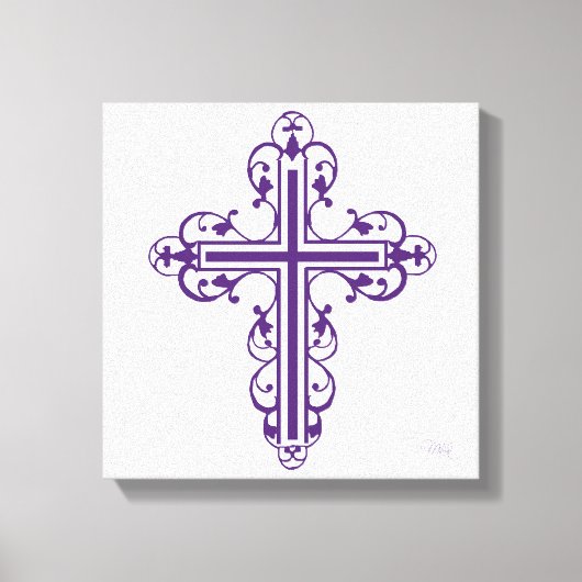 Fancy Cross Design Nr. 6 Paarse Canvas Afdruk (Voorkant)