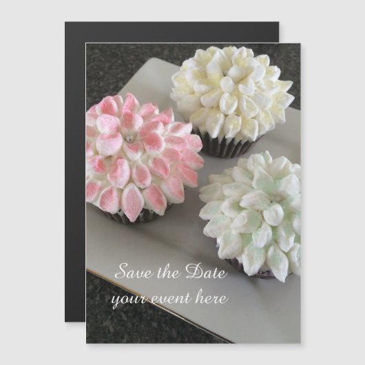 Fancy Cupcakes Event Opslaan Datum Magnetische Uitnodiging (Voorkant / Achterkant)