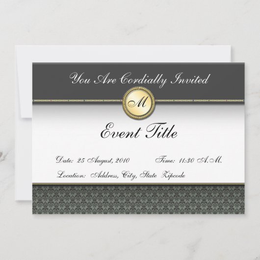 Fancy Custom Monogramme Formelle Invitation (Devant)
