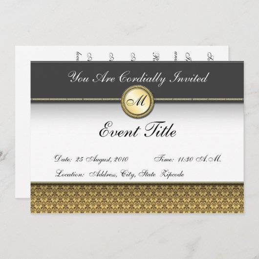 Fancy Custom Monogramme Formelle Invitation (Devant / Derrière)