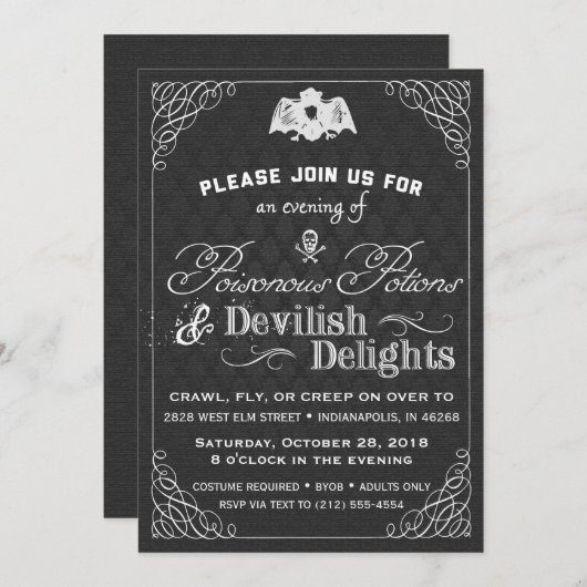 Fancy Damask met zwarte en witte Halloween Classy Kaart (Voorkant / Achterkant)