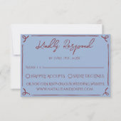 Fancy Deep Red Blue Frame Whimsy Mariage RSVP (Devant)