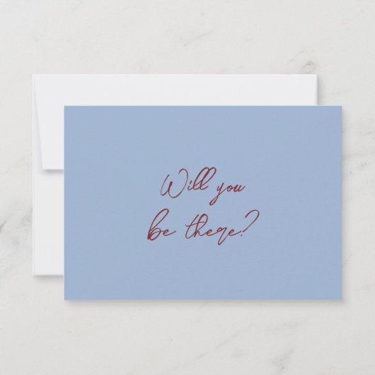 Fancy Deep Red Blue Frame Whimsy Mariage RSVP (Dos)