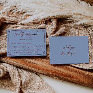 Fancy Deep Red Blue Frame Whimsy Mariage RSVP