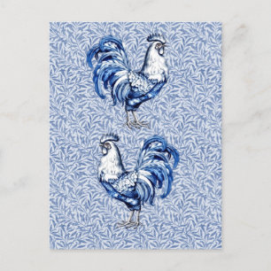 Fancy Delfts Blauwe en Witte Roosterkip Briefkaart