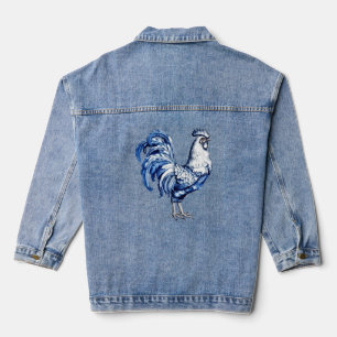 Fancy Delfts Blauwe en Witte Roosterkip Denim Jacket