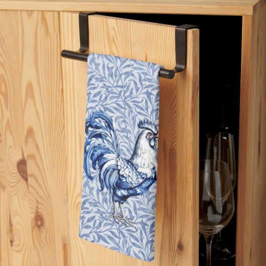 Fancy Delfts Blauwe en Witte Roosterkip Theedoek (Derde Gevouwen)