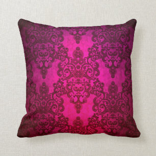 Fancy Diep Glanzend Roze Damast Patroon Kussen
