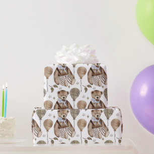  Fancy dress-Beer met gestripte ballonnen Cadeaupapier