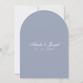 Fancy Dusty Blue Floral Boho Chic Arched Wedding Kaart (Achterkant)