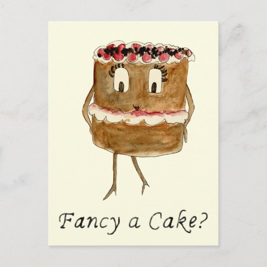 Fancy een Cake Funny Chocolate Quirky Cartoon Art Briefkaart (Voorkant)