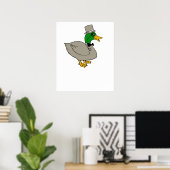 Fancy eend met monocle en bovenste hoed Duckington Poster (Thuiskantoor)