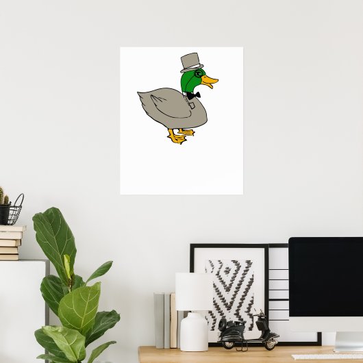 Fancy eend met monocle en bovenste hoed Duckington Poster (Thuiskantoor)
