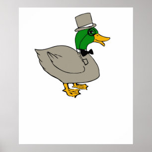 Fancy eend met monocle en bovenste hoed Duckington Poster