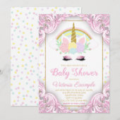 Fancy Eenhoorn Baby Meisje Douche Uitnodigingen (Voorkant / Achterkant)