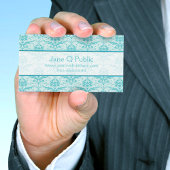 Fancy Eggshell Blue Damask Visitekaartje