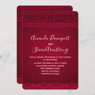 Fancy Elegant Red Abstract Wedding Kaart