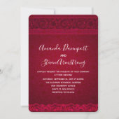Fancy Elegant Red Abstract Wedding Kaart (Voorkant)