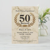 Fancy Elegante 50e High School Reünie Klasse van 7 Kaart (Staand voorkant)