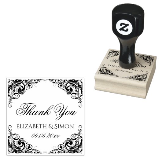 Fancy elegante bruiloft bedankt rubberstempel (Gestempeld)