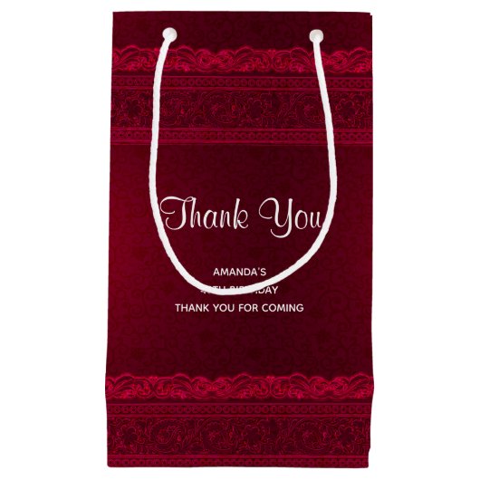 Fancy & elegante rode achtergrond Stijlvol Dank u Klein Cadeauzakje (Voorkant)