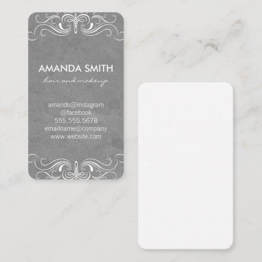 Fancy Elementen Grijs Aquarel Achtergrond Visitekaartje (Voorkant / Achterkant)