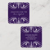 Fancy elementen Paars Vierkante Visitekaartje (Voorkant / Achterkant)