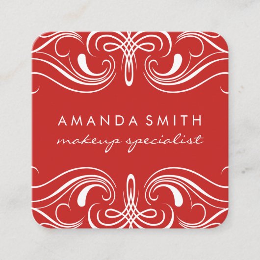 Fancy elementen rood vierkante visitekaartje (Voorkant)