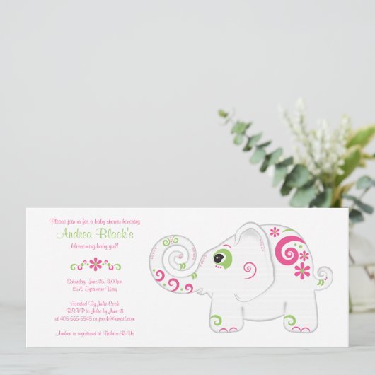 Fancy Elephant sur Parade Baby shower Invitation (Debout devant)