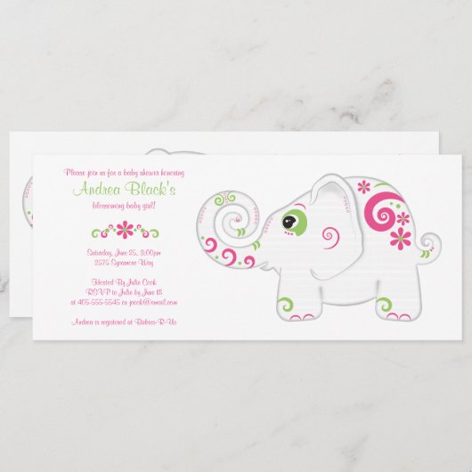 Fancy Elephant sur Parade Baby shower Invitation (Devant / Derrière)