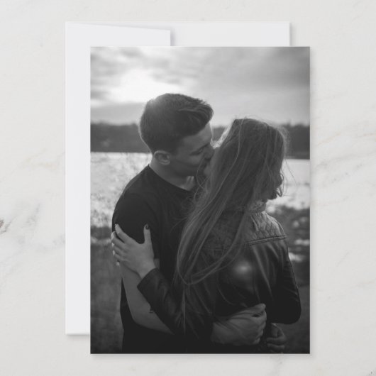 Fancy en zwarte bruiloft foto van  script kaart (Achterkant)