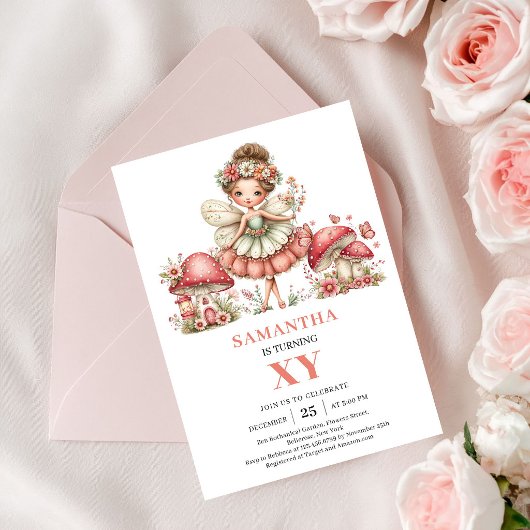 Fancy Fairy 4e Verjaardag Pastel Roze Bloemen Uitn Kaart