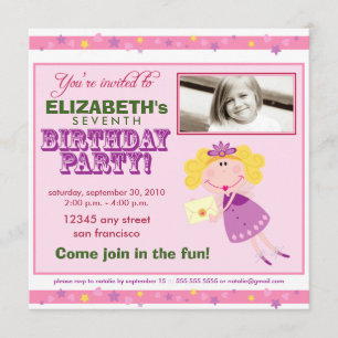 Fancy Fairy Girls Anniversaire Invitation à la fêt