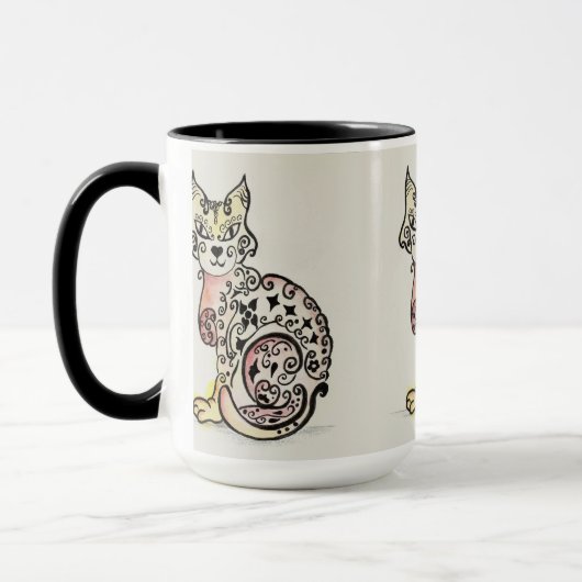 Fancy Feline design sur une tasse (Gauche)