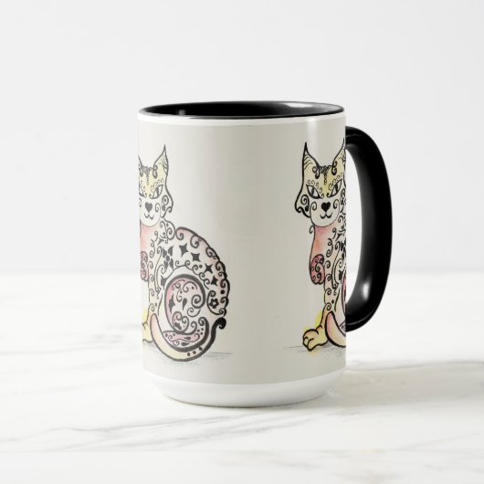 Fancy Feline design sur une tasse (Devant droit)