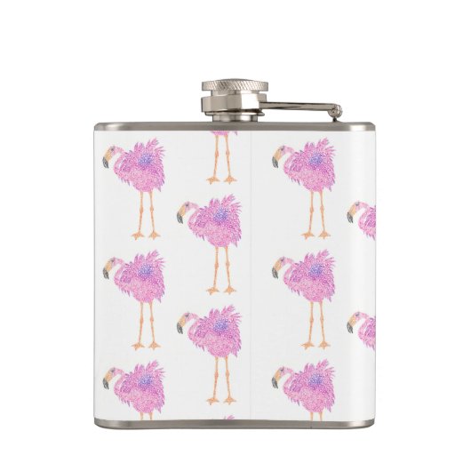 Fancy Flamingo Monogrammed Flask Heupfles (Achterkant)