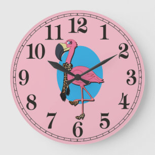 Fancy Flamingo Ronde (Grote) Wandklok Grote Klok
