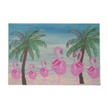 Fancy flamingo's en palmbomen tropisch